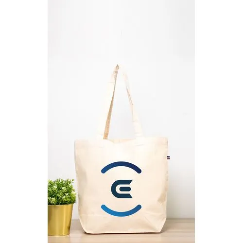 Sac Coton Bio Naturel avec Soufflet - Anses Longues 45x40 cm