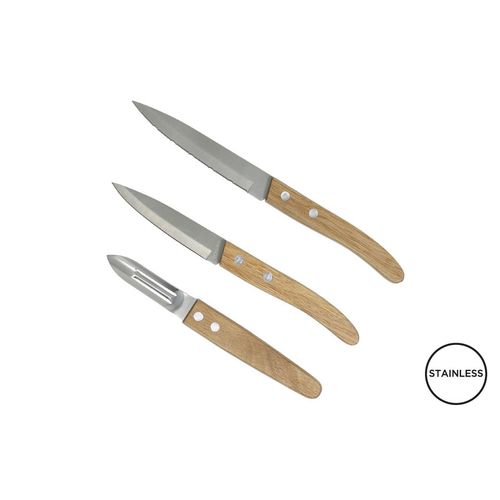Set de 3 Couteaux de Cuisine Personnalisables en Acier Inoxydable