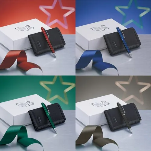 ENSEMBLE ÉLÉGANT : STYLO BILLE & PORTEFEUILLE