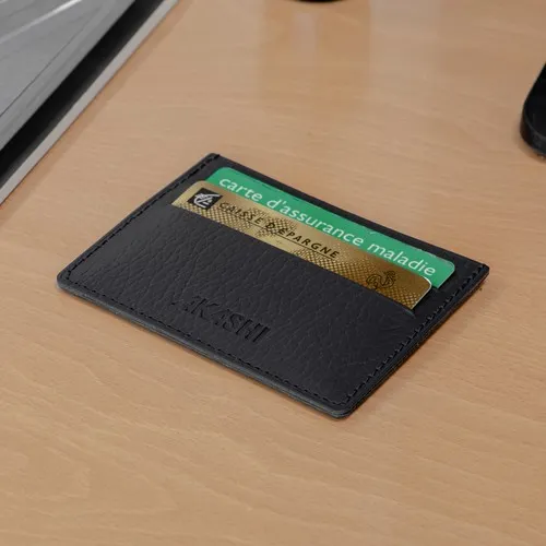 PORTE-CARTES HORIZONTAL AVEC OU SANS ANTI-RFID CUIR RECYCLÉ NOIR - MADE IN EUROPE
