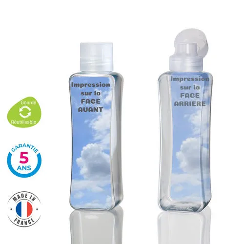Gourde transparente 50 cl made in France - Plastique recyclé personnalisé