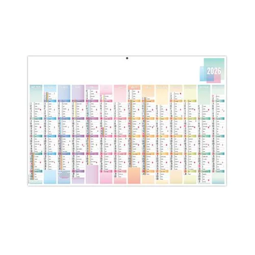 PASTEL 2026 - MAXI 650 x 405 mm - LEGER 400G - DOS VIERGE - SANS MARQUAGE - 1 TROU EN TETE