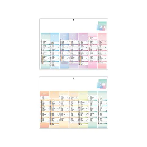 PASTEL 2026 - MAXI 650 x 405 mm - LEGER 400G - DOS VIERGE - SANS MARQUAGE - 1 TROU EN TETE