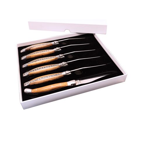Set 6 Couteaux de Table Olivier - Coffret Cadeau Personnalisable