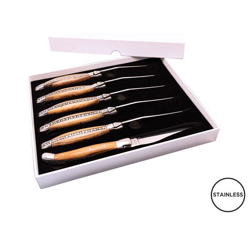 Set 6 Couteaux de Table Olivier - Coffret Cadeau Personnalisable