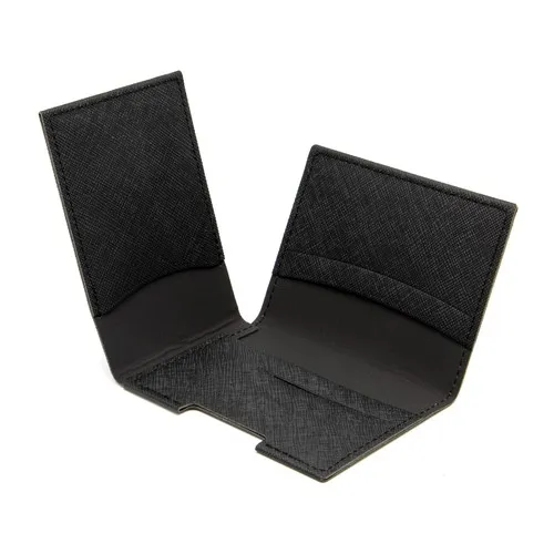 PORTE CARTE VOLET EN SIMILI-CUIR NOIR GRAINE - MADE IN EUROPE