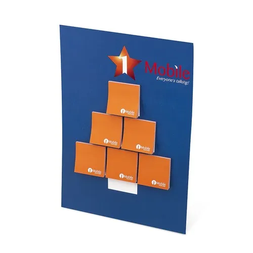 Blocs adhésifs sur tableau présentoir autoportant