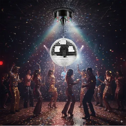 Boule à facette 12cm et moteur rotatif 18 Leds