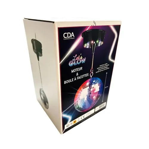 Boule à facette 12cm et moteur rotatif 18 Leds
