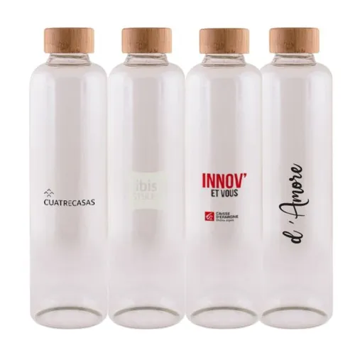 Bouteille en verre 100cl avec bouchon en bois – Impression directe