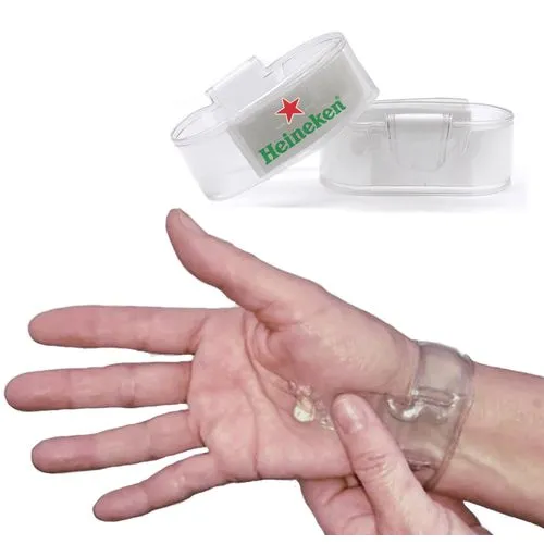 Bracelets contenant du gel hydroalcoolique logo personnalisé en option - Gel non inclus