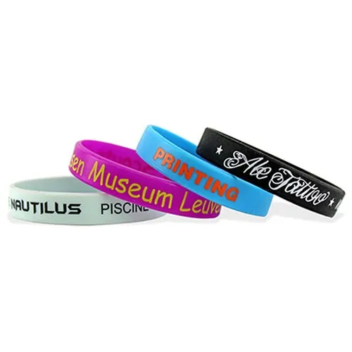 Bracelets en silicone imprimés, taille large / adulte