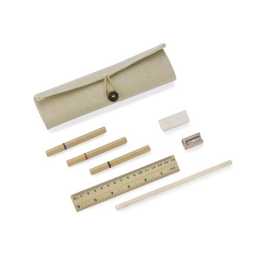 Set de bureau en bambou personnalisable - Trousse écolier complète