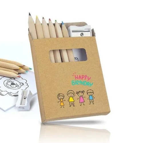 Tube 6 Crayons de Couleur avec Taille-Crayon Intégré Personnalisable