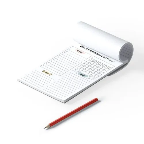 BLOC-NOTE ENCOLLE - MAXI 210 x 297 mm - 100 FEUILLES 80g OFFSET JAUNE PASTEL - IMPRESSION RECTO QUADRI