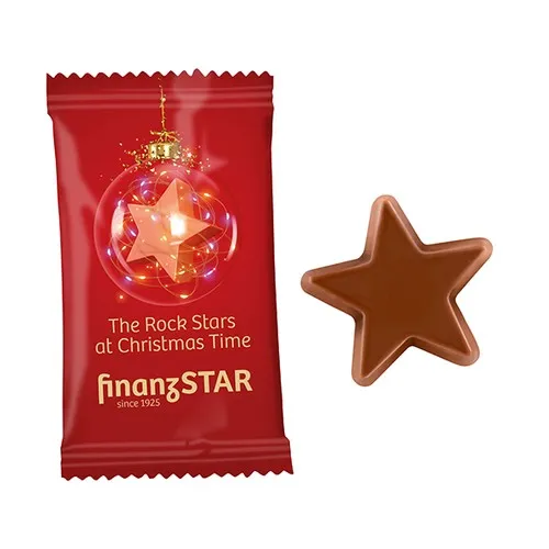 Étoile au Chocolat Premium Personnalisable - Flowpack Transparent