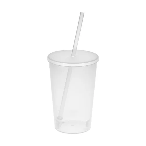 Gobelet réutilisable 500 ml avec couvercle et paille personnalisable