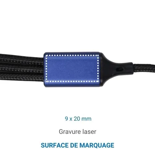 Câble long 6 en1 Aluminium 120cm Noir