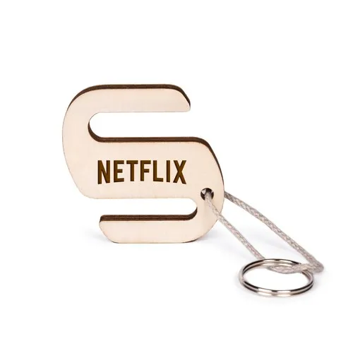 Porte-clés support smartphone en bois gravé - Made in France