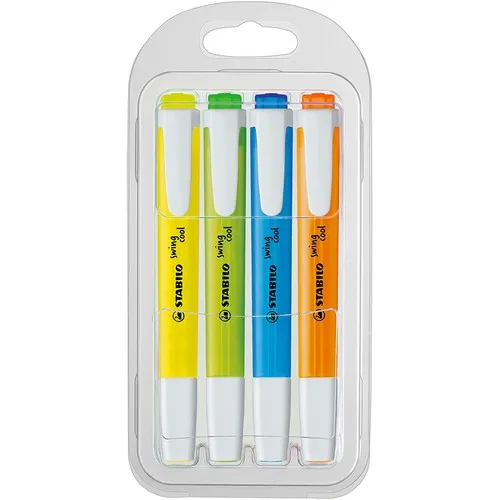 Set de 4 Surligneurs Plats Personnalisables avec Étui de Poche