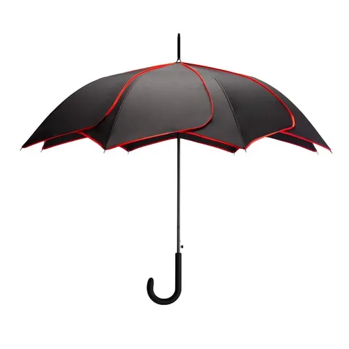 Parapluie citadin lotus noir galon rouge