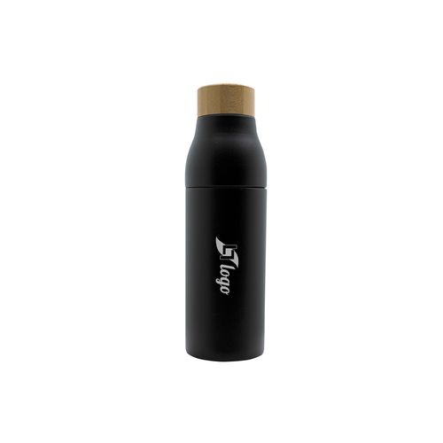 Bouteille isotherme 600ml dévissable, bouchon bambou personnalisable