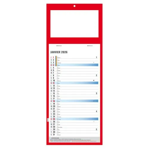PLAQUE 1 VUE SIMPLE ROUGE 2026 BLOC ET DOS CARTON AGRAFES SANS MARQUAGE