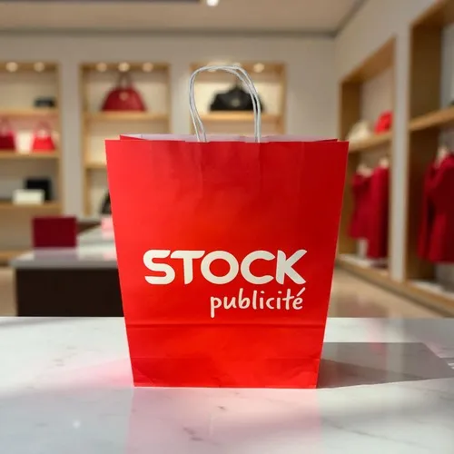 PAPIER KRAFT BLANC POIGNEE TORSADEE - MODELE SHOPPING