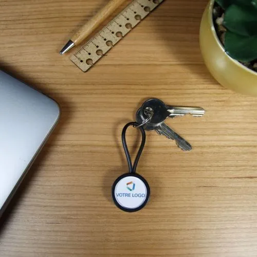 Porte-clé français rond 25 mm - Noir