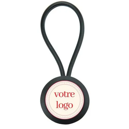 Porte-clé français rond 25 mm - Noir