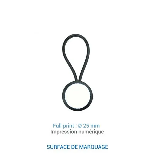 Porte-clé français rond 25 mm - Noir