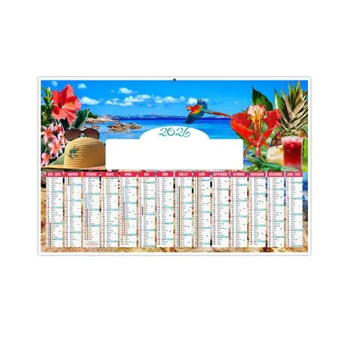 TROPICAL 2026 - MAXI 650 x 405 mm - LEGER 400G - DOS CUISINE - SANS MARQUAGE - 1 TROU EN TETE