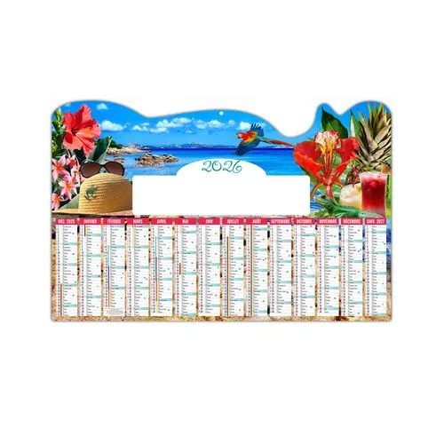 TROPICAL 2026 - MAXI 650 x 405 mm - LEGER 400G - DOS CUISINE - SANS MARQUAGE - 1 TROU EN TETE