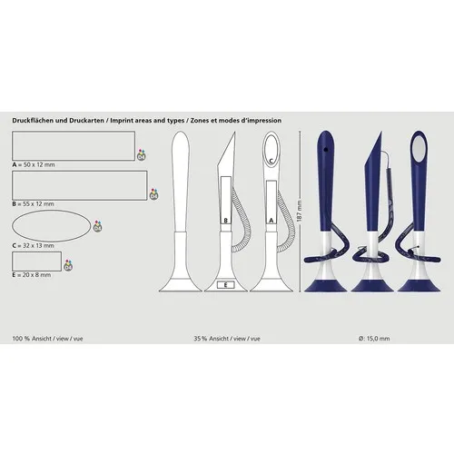 Stylo de Comptoir à Bille avec Cordelette Personnalisable