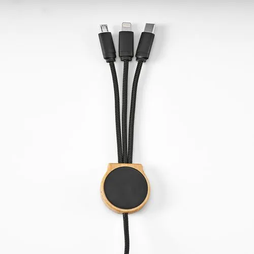 Câble de charge Asimov 5-en-1 bambou/rPET,lumineux,charge rapide
