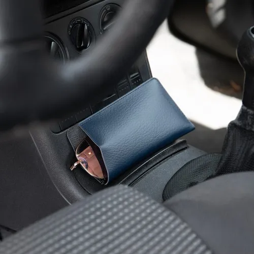 ETUI LUNETTES CUIR RECYCLÉ BLEU MARINE - MADE IN EUROPE