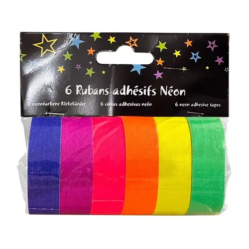 6 Rubans Adhésifs UV Néon Personnalisables 1,5cm x 5m
