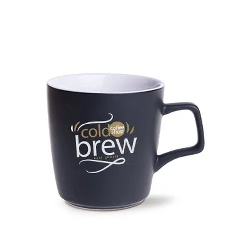 Mug Bicolore Noir Mat Premium avec Anse Polygonale