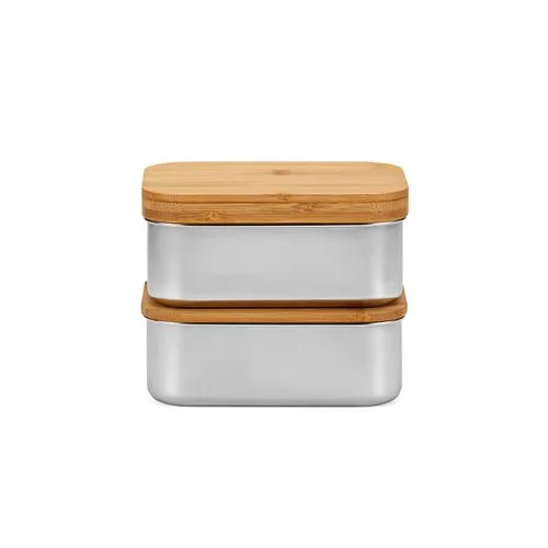 Boîte repas Vermeer rInox1480 ml, couvercle et couverts en bambou