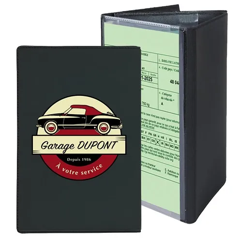 Porte-cartes grise 4 volets (2 opaque/2 cristal)