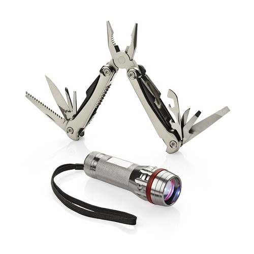 Coffret Cadeau Voyage : Lampe Torche LED + Outil Multifonction Métal