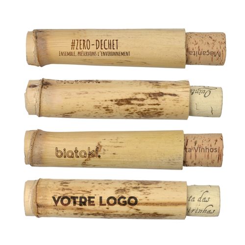 Cendrier Bambou Personnalisable avec Bouchon Liège - Objet Pub Éco