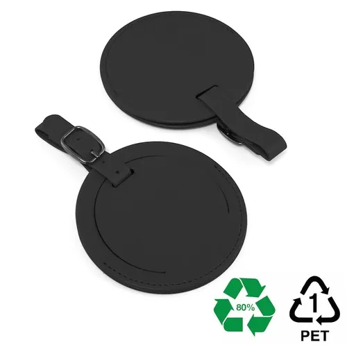 Étiquette Bagage Ronde Éco-Responsable rPET avec Volet de Protection
