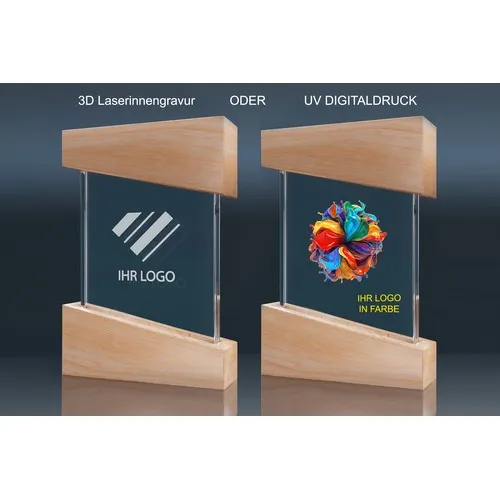 Trophée Prestige Verre et Bois - Personnalisable par Gravure 2D