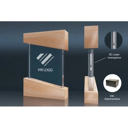 Trophée Prestige Verre et Bois - Personnalisable par Gravure 2D