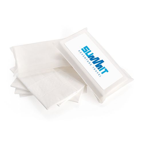 Kit d'accueil mouchoirs personnalisables - Boîte métal argentée