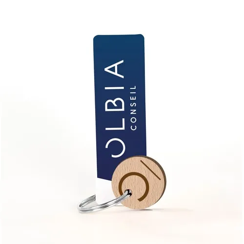 Porte-clés Disque Bois Gravé avec Carte - Made in France ESAT