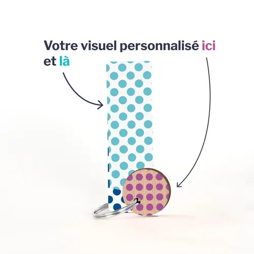 Porte-clés Disque Bois Gravé avec Carte - Made in France ESAT
