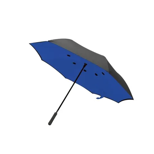 Parapluie demi-golf reverse poignée droite noir bleu