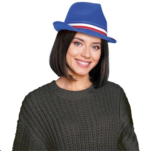 Borsalino Polyester Bleu avec Ruban Tricolore - Personnalisable